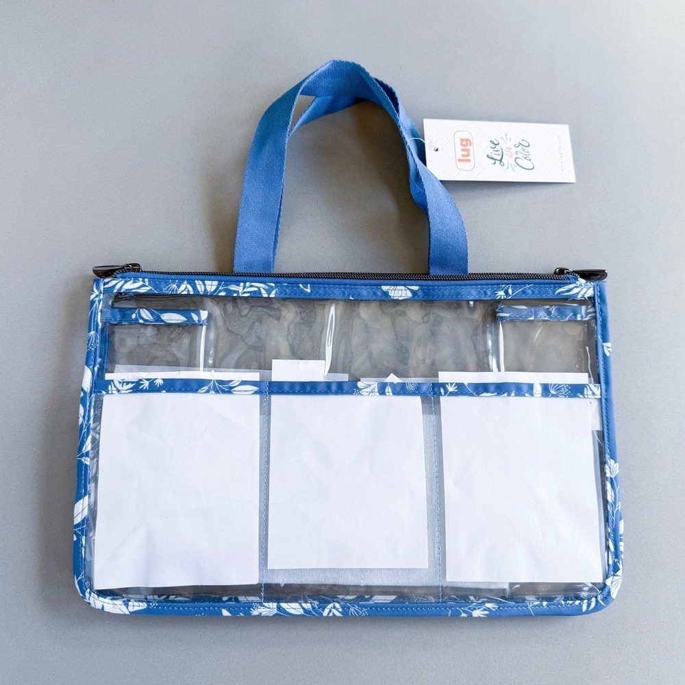 NWT Lug Catcher Clearview Cosmetic Tote Flourish Blue Floral Travel Bag - Picture 4 of 8